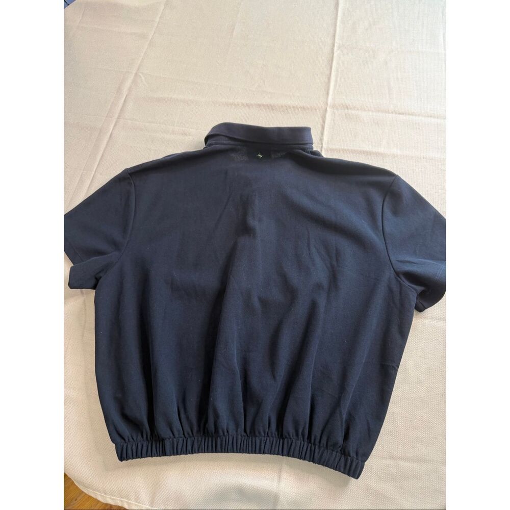 TUCKERNUCK Short Sleeve Polo Shirt Navy Blue Golf Preppy Elastic Size Medium - Picture 5 of 7